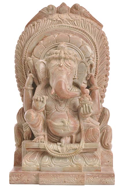 "Siddhi VInayaka" Pink Stone Sculpture 8"