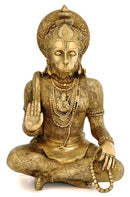 Blessing Hanuman Holding Rosary - Brass Sculpture