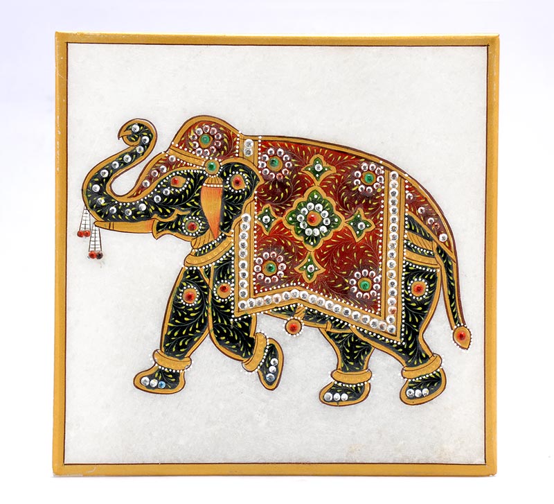 Indian Elephant - Marble Tile Painting