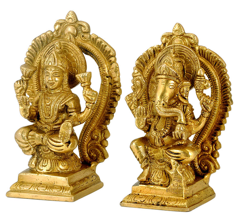 Ganesha Lakshmi Brass Idols