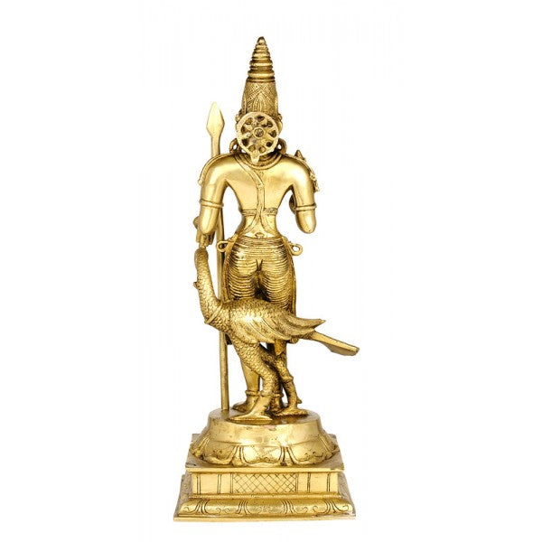 'Swami Kartikeya' Son of Lord Shiva - Brass Sculpture 15"