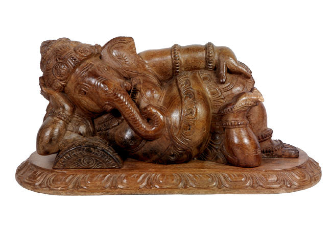 Sayana "Sleeping" Ganesha - Wood Statue