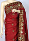 Pomegranate Red Saree with Heavy Sequins Work