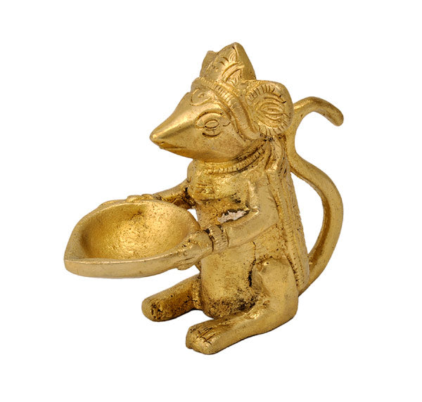 Mouse Brass Lamp Figurine