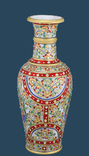 Marble Vase with Golden Leaf and Kundan Work