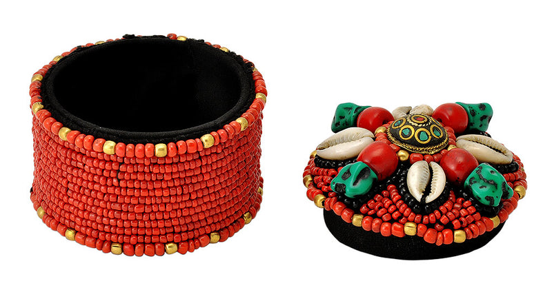 Handcrafted Vibrant Cowrie Shell Beaded Box