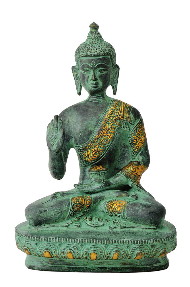 Blessing Buddha Antiquated Brass Statue