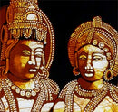 Cosmic Couple-Lakshmi Vishnu Batik Painting