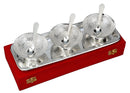 Silver Plated 3 Pc Bowl Set with 3 Spoon & 1 Serving Tray