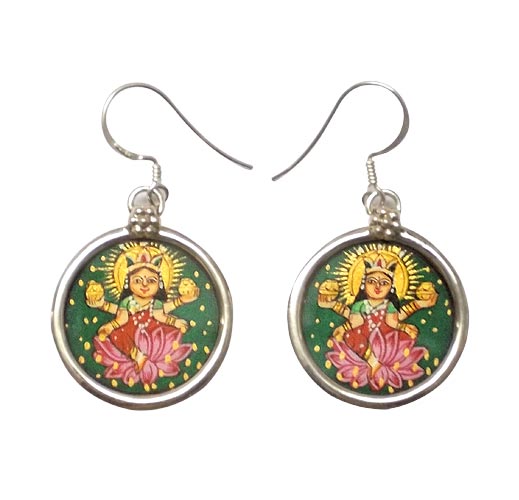 Goddess Lakshmi - Hand Painted Earrings