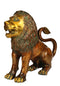 Pair Lion Sculptures in Brass 13.50"