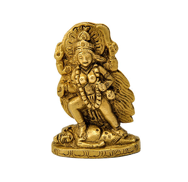 Goddess Mahakali Small Brass Figurine 2.50"