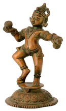 Brass Baby Krishan Figurine in Antique Copper Finish