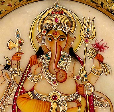 Lovely God Ganesha - Marble Saucer