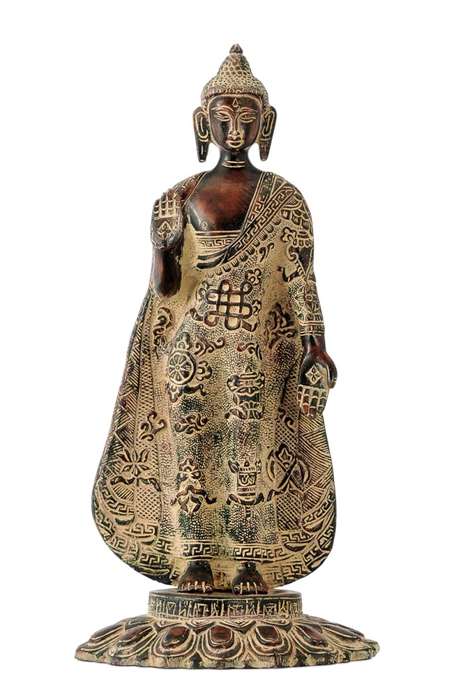 Standing Buddha with Ashtamangala Carved on His Robe