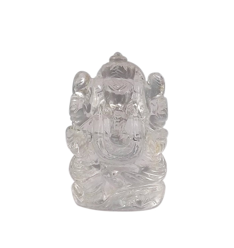 Precious Ganesha Quartz Crystal Statue 2.50"