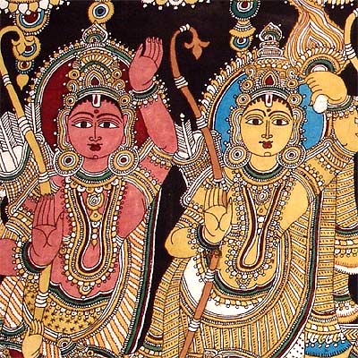 Court of Lord Sri Rama- Large Kalamkari Painting