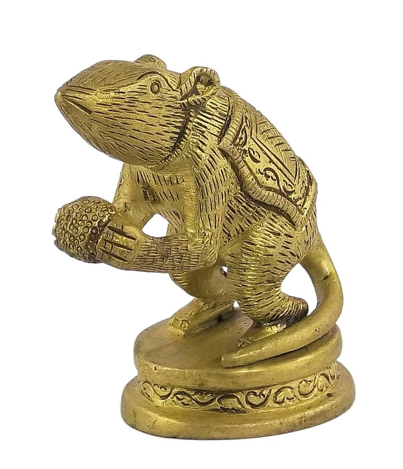 Mouse Holding a Modak - Brass Statue