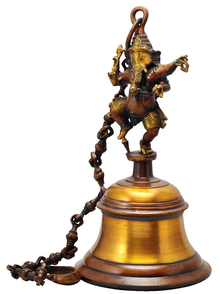 Dancing Lord Ganesha Deocrative Brass Bell 21.50"