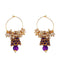 Traditional Indian Style Bali Jhumki Earrings Purple for Womens