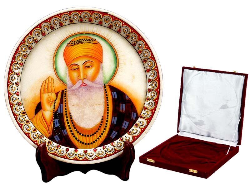 Sri Guru Nanak Dev - Hand Painted Marble Saucer
