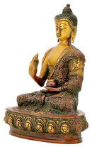 Golden Brown Finish Buddha with Carved Robe