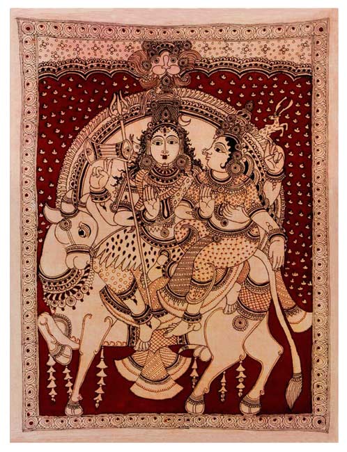 Lord Mahadev And Goddess Mahadevi Seated On Nandi