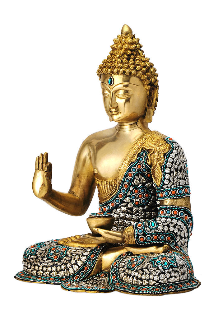 Decorative Ornate Buddha Brass Sculpture
