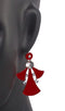 Red Stone Studded Metal Dangle & Drop Earrings