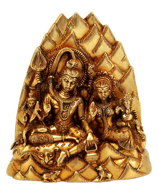 Shiva's Family - Brass Statuette