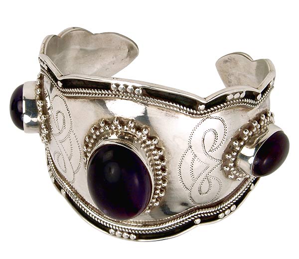 "Good Luck" Silver Amethyst Bracelet