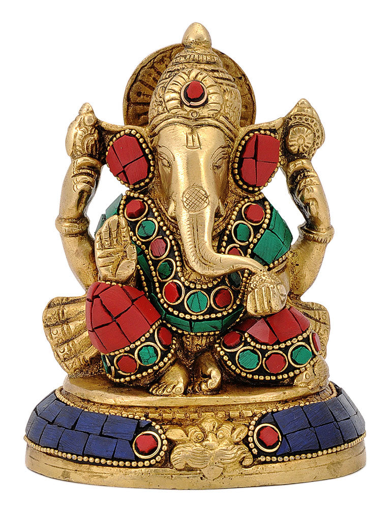 God Ganesha Figurine with Stones