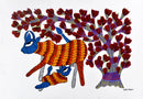 Cow Feeding Her Calf - Gond Folkart