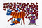 Cow Feeding Her Calf - Gond Folkart