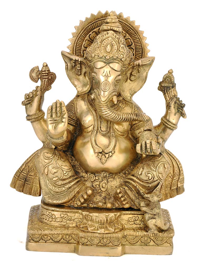 Lambodar Ganpati - Brass Sculpture 10.50"