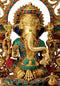 Enthroned Lord Ganesha Inlay Brass Statue