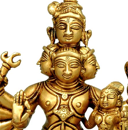 Panchanana - Five Headed Shiva with Parvati