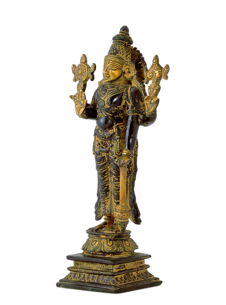 Sri Vishnu Brass Statue in Antique Finish