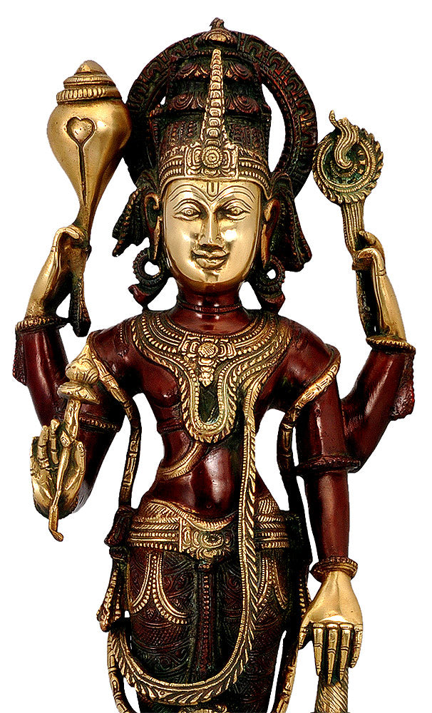 Lord Shri Vishnu - Brass Sculpture 23"