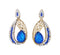 Trendy Golden Dangle Earring Studded with Blue Stone