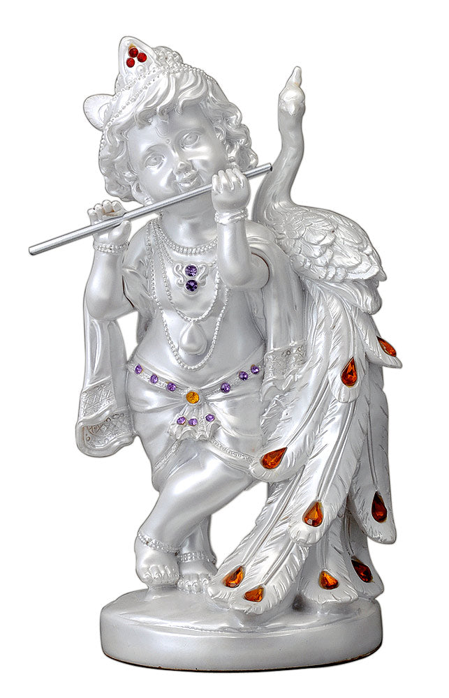 Baby Krishna with Peacock Beautiful Decor Showpiece