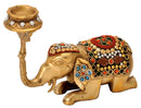 Decorated Elephant Candle Stand in Brass
