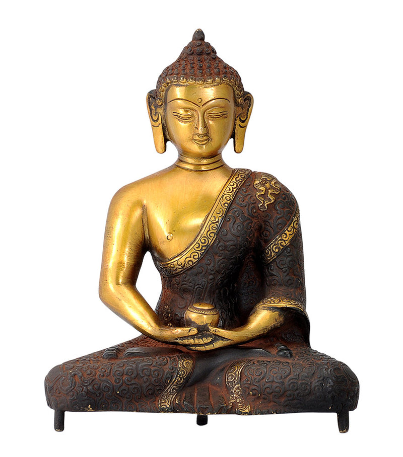Brass Dhyani Lord Buddha Antiquated Statue