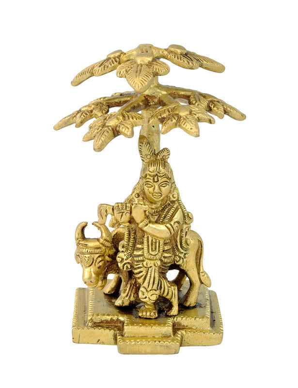 Lord Krishna with Cow Under Kadamba Tree 4.50"