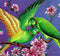 "Loving Parrots" Painting on Silk