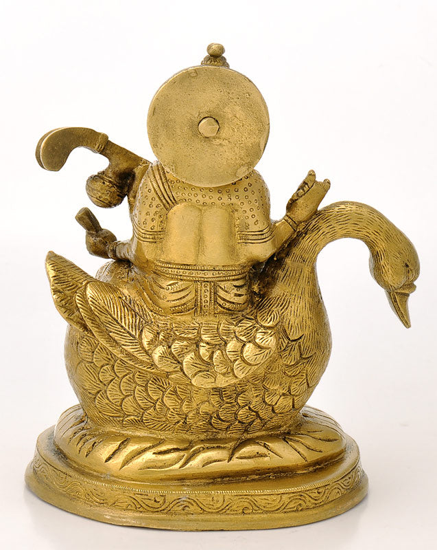 Devi Saraswati Seated on Swan 7.25"