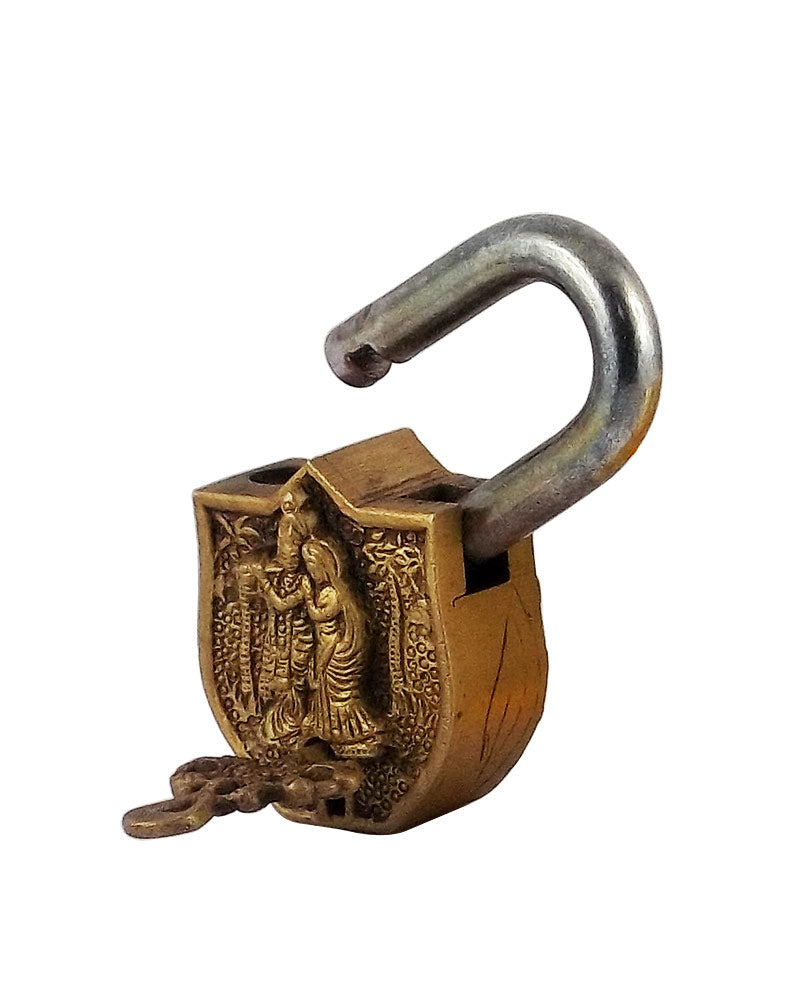 Decorative Brass Lock - Lord Radhe Krishna