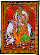 The Divine Lovers Radha Krishna Cotton Painting