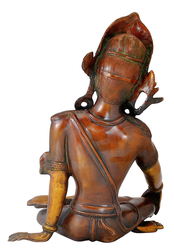 Seated Indra Dev Golden Brown Finish