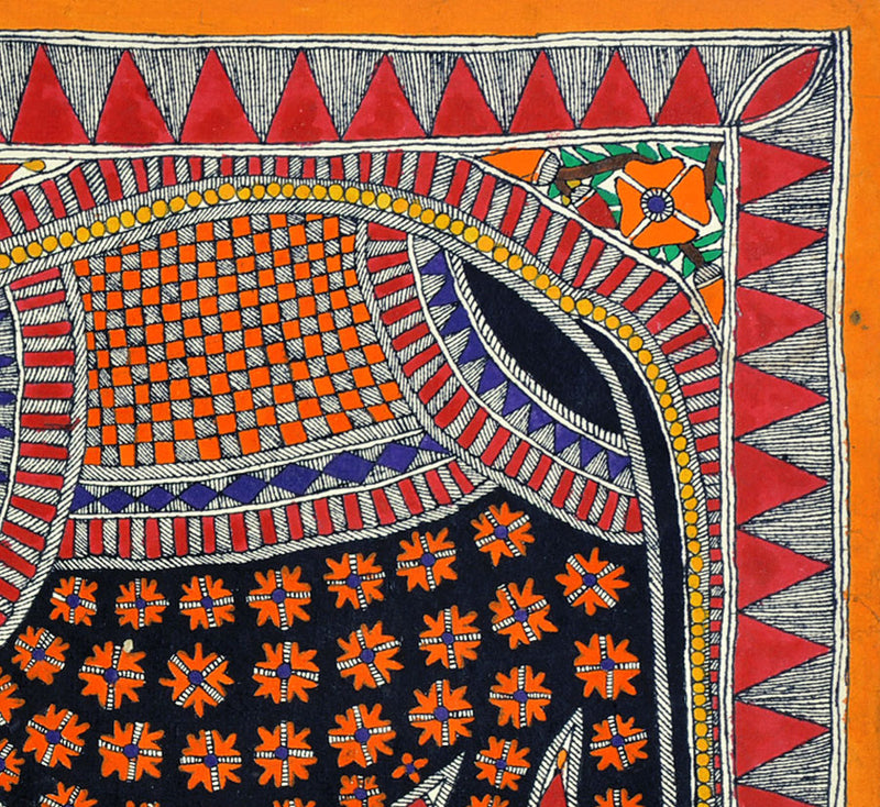 Beautiful Elephant - Mithila Folkart Painting from Bihar